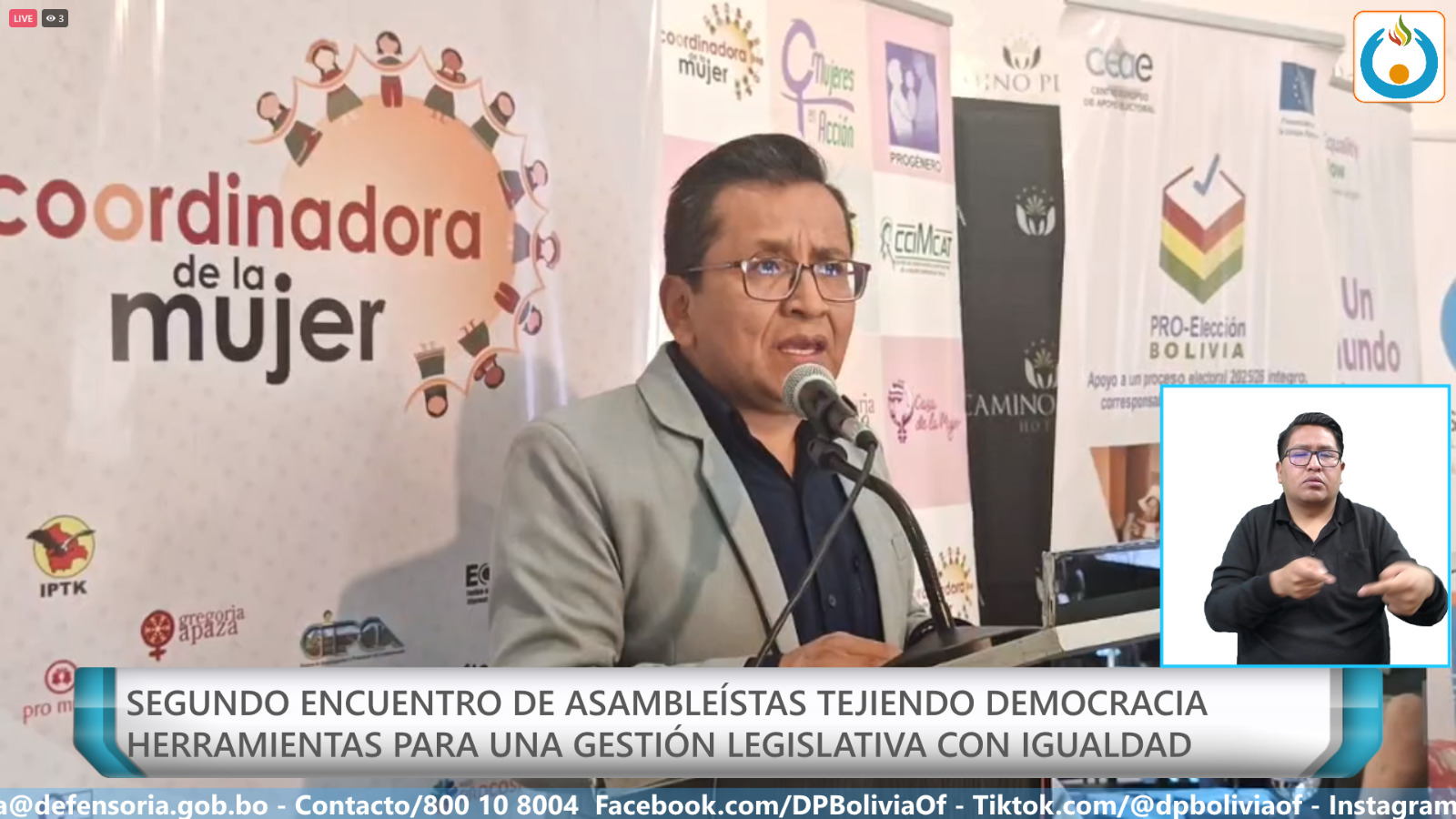 DEFENSOR DEL PUEBLO DESTACA PARTICIPACIÓN HISTÓRICA DEL 53% DE MUJERES EN LA ALP COMO AVANCE HACIA UNA DEMOCRACIA DESPATRIARCALIZADA