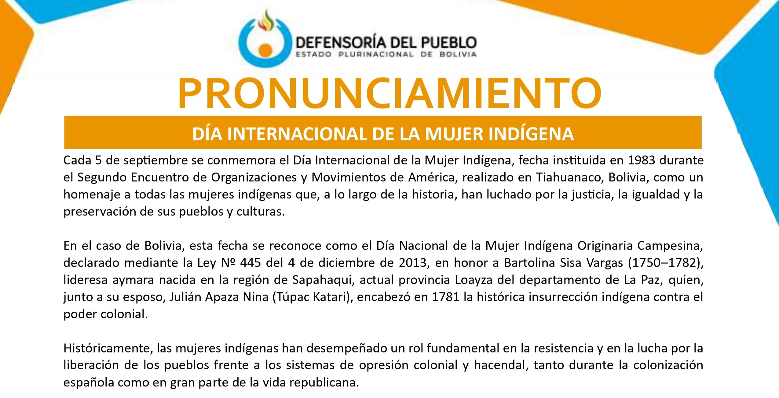 DÍA INTERNACIONAL DE LA MUJER INDÍGENA