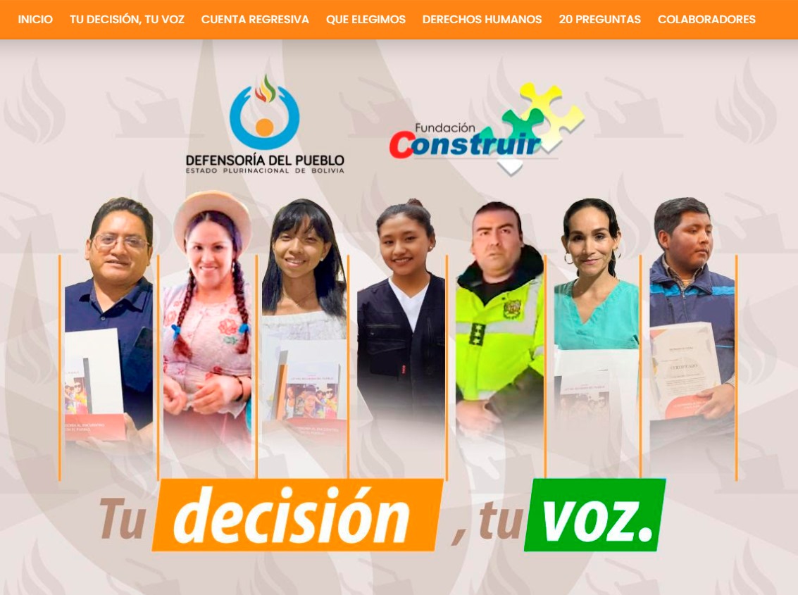 “TU DECISIÓN, TU VOZ” ES EL APLICATIVO WEB PRESENTADO POR LA DEFENSORÍA DEL PUEBLO PARA PROMOVER EL VOTO INFORMADO