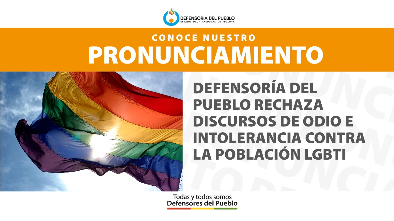 DEFENSORÍA DEL PUEBLO RECHAZA DISCURSOS DE ODIO E INTOLERANCIA CONTRA LA POBLACIÓN LGBTI