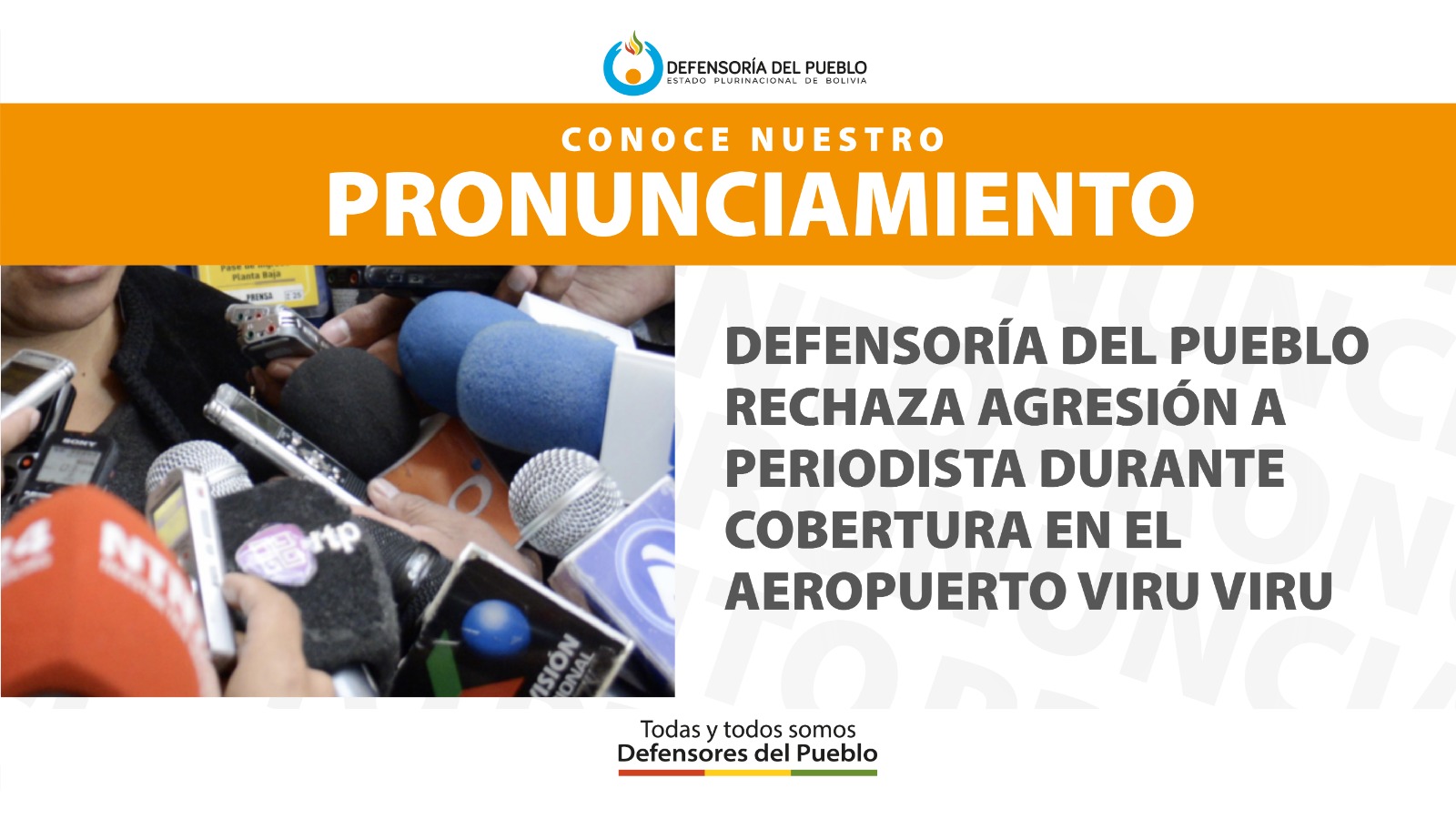 DEFENSORÍA DEL PUEBLO RECHAZA AGRESIÓN A PERIODISTA DURANTE COBERTURA EN EL AEROPUERTO VIRU VIRU