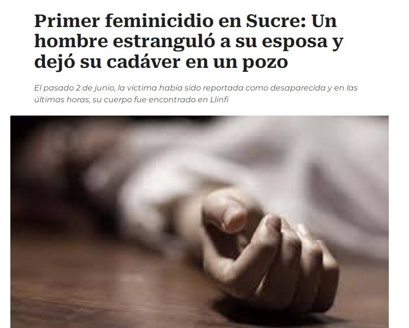 En el caso de feminicidio en la ciudad de Sucre: Defensoría del Pueblo solicita la aplicación de la Ley de Asistencia Integral para Hijas e Hijos Víctimas de Feminicidio, en favor de tres menores de edad