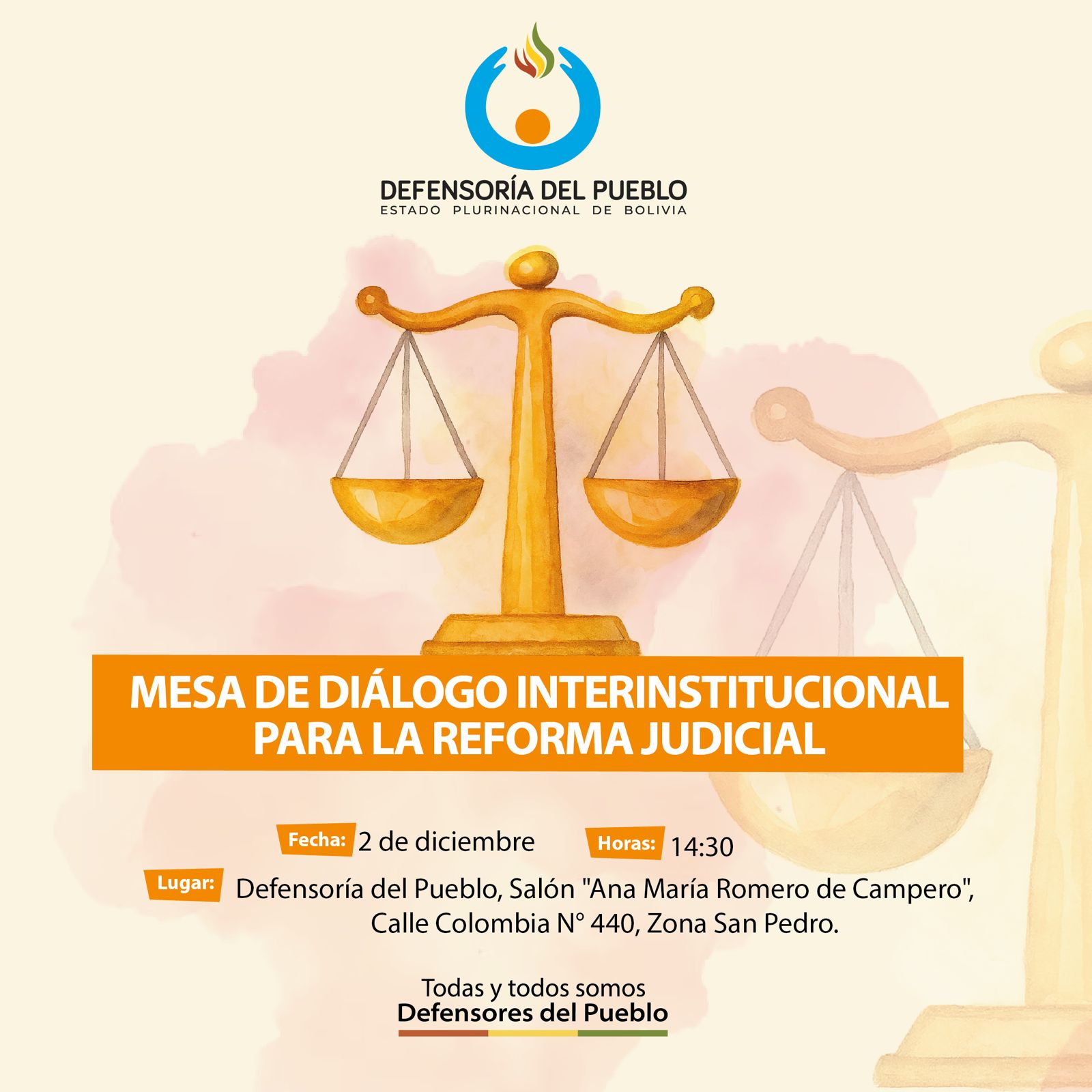DEFENSORÍA DEL PUEBLO ULTIMA DETALLES PARA INSTAURAR LA MESA DE DIÁLOGO POR LA REFORMA DE JUSTICIA