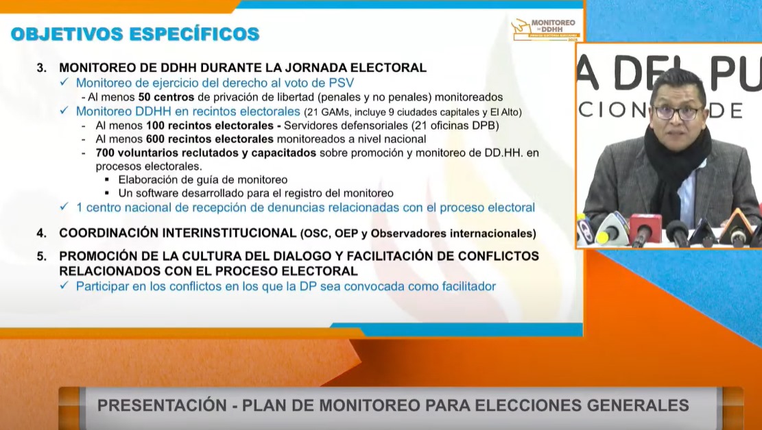 DEFENSOR DEL PUEBLO PRESENTÓ EL PLAN DE MONITOREO DE DERECHOS HUMANOS EN LA JORNADA ELECTORAL DEL 17 DE AGOSTO